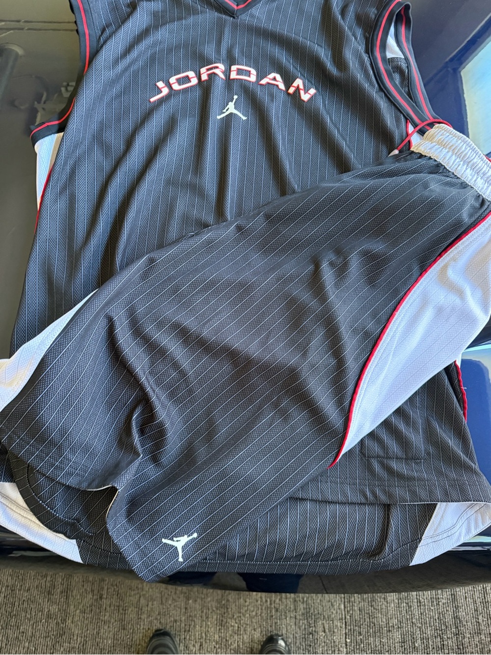 Jordan Men’s Black Jersey Joggers with White & Red Accents